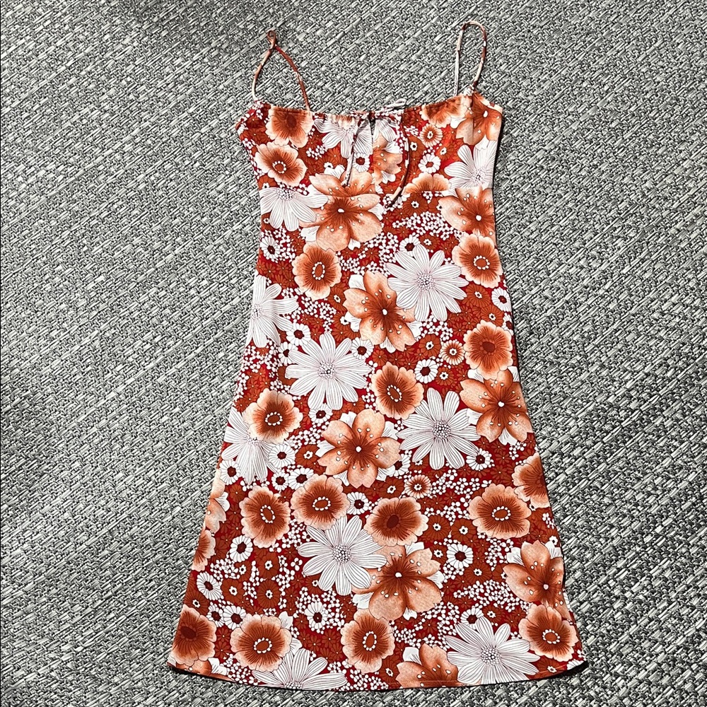 Garage | Red & White Floral Midi Dress